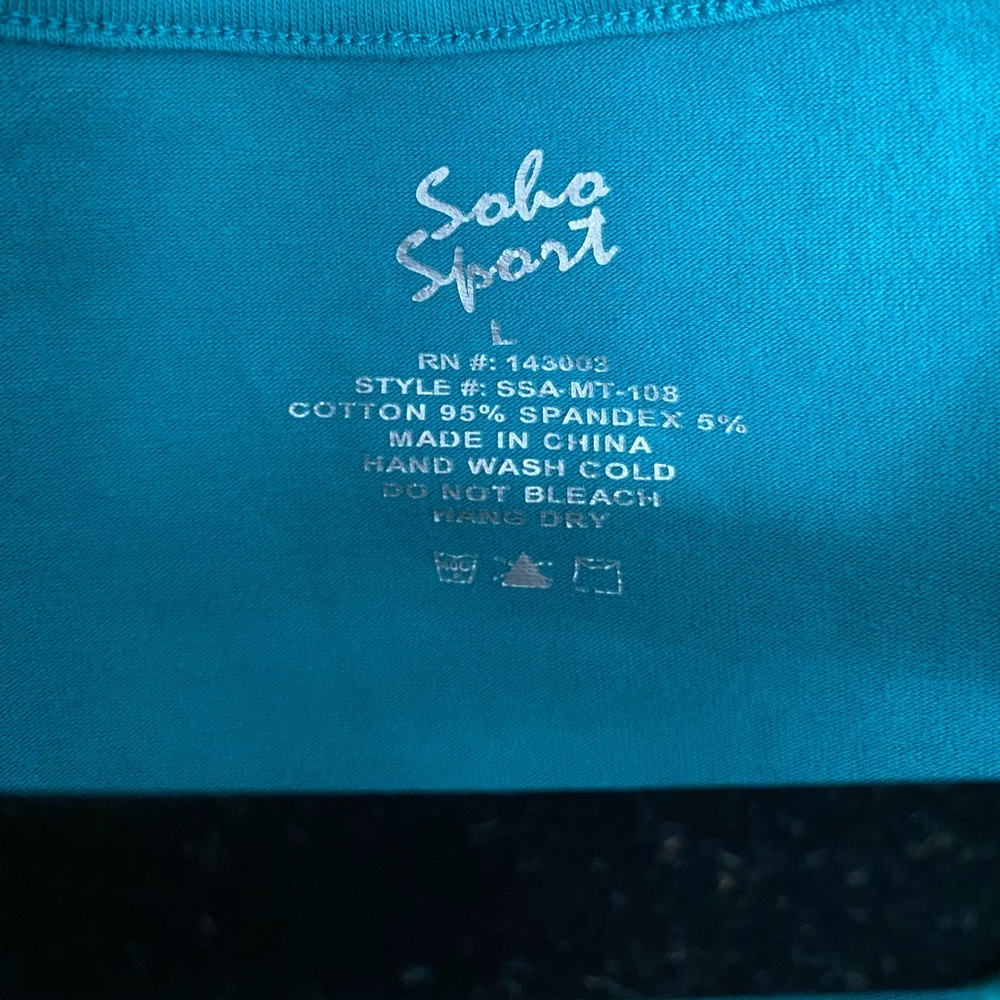 Mesh Cotton Teal Yoga Top - Picture 3 of 5